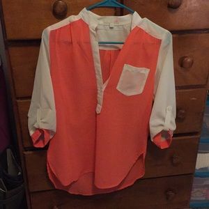 Coral sheer blouse